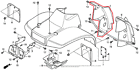 61862-hf1-670 Honda New Oem Trx Fourtrax Front Right Inner Fender