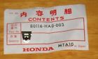 80116-ha0-003 Honda Nos Fender Trim Clip Es Big Red
