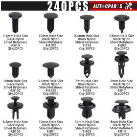 Autocparts 710359999343 240pcs Car Plastic Trim Retainer Fastener Clip Push Pin Fender Bumper For Gm Etc