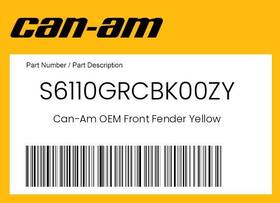 Can-am S6110grcbk00zy Can-am Genuine Front Fender Yellow -