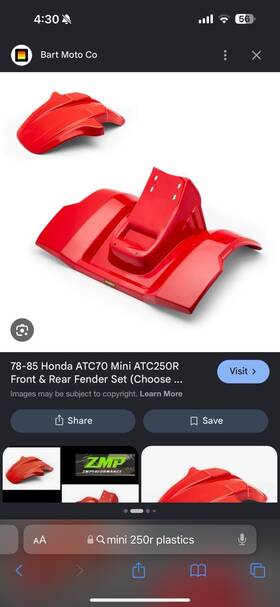 Maier Mfg 11997-12 New Honda Atc70 78 - 85 Fighting Red Plastic Mini Atc250r Front And Rear Fenders