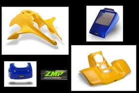 509796 Maier Mfg New Suzuki Lt250r Plastic Yellow Front And Rear Fender Set With Stock Blue Hood
