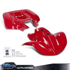 Ult25101022 Pit66 Front And Rear Red Abs Fender With Hardware Fit For Honda Sportrax 90 Trx90 1993-2005