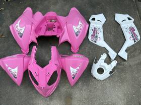 0455254-544 Polaris Pink Oem Used Outlaw 90 Fender Plastic Set Front Rear Side