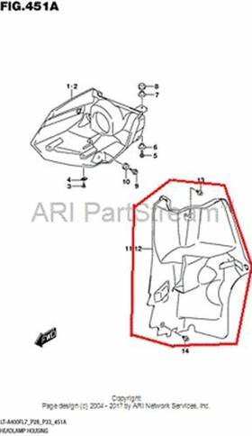 53411-27h01 Suzuki New Oem King Quad Eiger 400 Right Side Inner Mud Flap Guard