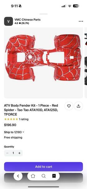 116211 Tao Atv Body Fender Ata110d Ata125d