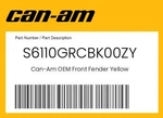 Can-am Genuine Front Fender Yellow S6110GRCBK00ZY. Fixed Price $204.99.