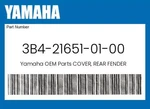 Yamaha Genuine Cover, Rear Fender 3B4-21651-01-00. Fixed Price $161.03.