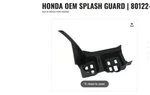 New Honda Oem 80122-HP0-A00ZA Splash Guard 2005-2014 TRX500. Fixed Price $100.00.