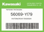 Kawasaki Genuine Pattern,front Fender,rh 56069-Y179. Fixed Price $29.64.