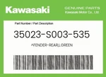 Kawasaki Genuine Fender-rear,l.green 35023-S003-535. Fixed Price $91.65.