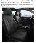 Honda Civic Car Seat Covers Full Set Front Rear Pu Leather Black. Fixed Price $119.99.
