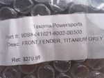 Cfmoto Titanium Grey Fender 9DS#-041021-6002-0B500 Fitment In Description. Fixed Price $99.00.