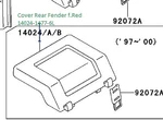 Kawasaki Oem 1988-2001 Bayou 220 Rear Red Fender Cover 14024-1477-6L. Fixed Price $35.06.