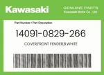 Kawasaki Genuine Cover,front Fender,b.white 14091-0829-266. Fixed Price $166.81.