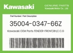 Kawasaki Genuine Fender-front,rh,c.c.gray 35004-0347-66Z. Fixed Price $177.46.