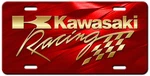 Classy Gold Kawasaki Racing Logo On Red Aluminum Vanity License Plate Tag New. Fixed Price $24.97.