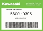 Kawasaki Genuine Mirror-assy,lh 56001-0395. Fixed Price $50.11.