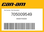 Can-am Maverick 1000R Dps 16 Fender Inner Rear 705009549 52358. Fixed Price $55.99.