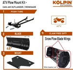 Kolpin 2012-2025 Can-am Atv Outlander/renegade 48" Blade Complete Snow Plow Kit. Fixed Price $249.99.