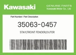 Kawasaki Genuine Stay,front Fender,outer 35063-0457. Fixed Price $47.95.