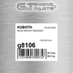 G8106 Rear Weight Bracket Fits Kubota (surplus Open Box). Fixed Price $123.74.