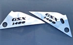 Suzuki Gsx 1400 Mirror Polished Stainless Logo Side Panel Covers Triangles T11A. Fixed Price $39.02.