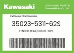 Kawasaki Genuine Fender-rear,c.i.blue+gry 35023-5311-62S. Fixed Price $440.83.