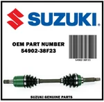 Suzuki Eiger Drive Shaft, LT-400 4X4 (02-07) Cv Axle 54902-38F23 Front Left. Fixed Price $224.62.